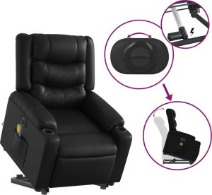 vidaXL Rozkładany fotel pionizujący z masażem, elektryczny, czarny 11