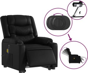 vidaXL Rozkładany fotel pionizujący z masażem, elektryczny, czarny 6