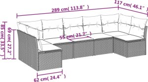 vidaXL 7-cz. zestaw wypoczynkowy do ogrodu, z poduszkami, czarny 3