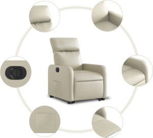 vidaXL Rozkładany fotel pionizujący, elektryczny, kremowy 7