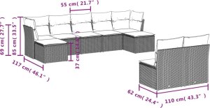 vidaXL 9-cz. zestaw wypoczynkowy do ogrodu, z poduszkami, czarny 3