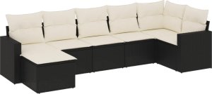 vidaXL 7-cz. zestaw wypoczynkowy do ogrodu, z poduszkami, czarny 2