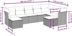 vidaXL 9-cz. zestaw wypoczynkowy do ogrodu, z poduszkami, czarny 3