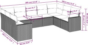 vidaXL 9-cz. zestaw mebli ogrodowych z poduszkami, beżowy, polirattan 3