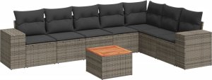 vidaXL 8-cz. zestaw mebli ogrodowych z poduszkami, szary, polirattan 2