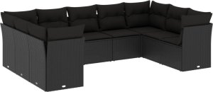 vidaXL 9-cz. zestaw wypoczynkowy do ogrodu, z poduszkami, czarny 2