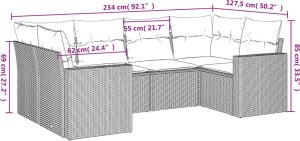 vidaXL 6-cz. zestaw mebli ogrodowych z poduszkami, beżowy, polirattan 3