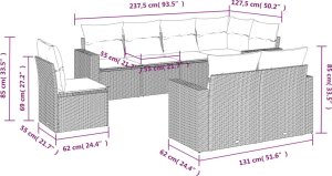 vidaXL 8-cz. zestaw wypoczynkowy do ogrodu, z poduszkami, czarny 3
