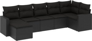 vidaXL 7-cz. zestaw wypoczynkowy do ogrodu, z poduszkami, czarny 2