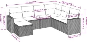 vidaXL 7-cz. zestaw wypoczynkowy do ogrodu, z poduszkami, czarny 3
