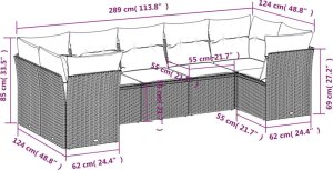 vidaXL 7-cz. zestaw wypoczynkowy do ogrodu, z poduszkami, czarny 3