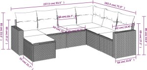 vidaXL 7-cz. zestaw wypoczynkowy do ogrodu, z poduszkami, beżowy 3