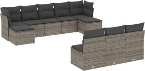 vidaXL 10-cz. zestaw wypoczynkowy do ogrodu, z poduszkami, szary 2