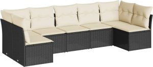 vidaXL 7-cz. zestaw wypoczynkowy do ogrodu, z poduszkami, czarny 2