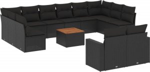 vidaXL 13-cz. zestaw mebli do ogrodu, poduszki, czarny, rattan PE 2