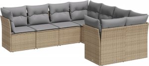 vidaXL 8-cz. zestaw mebli ogrodowych z poduszkami, beżowy, polirattan 2