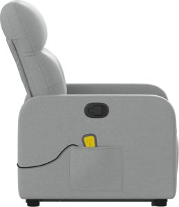 vidaXL Podnoszony fotel masujący, rozkładany, jasnoszary, tkanina 9