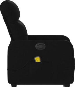 vidaXL Podnoszony fotel masujący, rozkładany, czarny, obity tkaniną 9