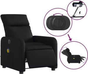 vidaXL Rozkładany fotel masujący, elektryczny, czarny, sztuczna skóra 6