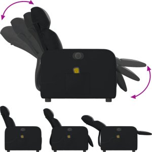 vidaXL Rozkładany fotel masujący, elektryczny, czarny, sztuczna skóra 7