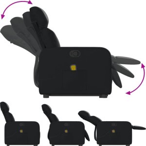 vidaXL Podnoszony fotel masujący, rozkładany, czarny 6