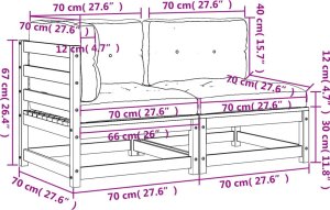 vidaXL Sofa ogrodowa z poduszkami, 2-osobowa, biała, drewno sosnowe 11