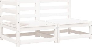 vidaXL Sofa ogrodowa z poduszkami, 2-osobowa, biała, drewno sosnowe 4