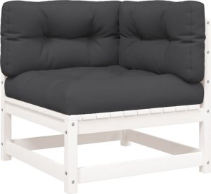 vidaXL Sofa ogrodowa z poduszkami, 2-osobowa, biała, drewno sosnowe 6