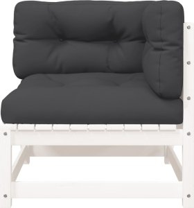 vidaXL Sofa ogrodowa z poduszkami, 2-osobowa, biała, drewno sosnowe 7