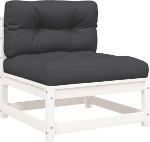 vidaXL Sofa ogrodowa z poduszkami, 2-osobowa, biała, drewno sosnowe 8