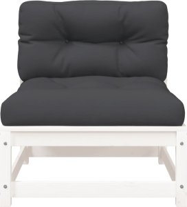 vidaXL Sofa ogrodowa z poduszkami, 2-osobowa, biała, drewno sosnowe 9