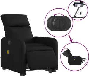 vidaXL Rozkładany fotel pionizujący z masażem, elektryczny, czarny 5