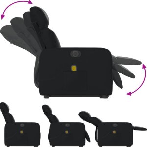 vidaXL Rozkładany fotel pionizujący z masażem, elektryczny, czarny 6