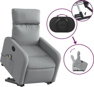 vidaXL Podnoszony fotel masujący, rozkładany, jasnoszary, tkanina 6