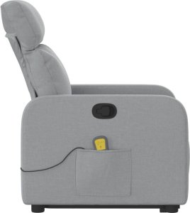 vidaXL Podnoszony fotel masujący, rozkładany, jasnoszary, tkanina 10