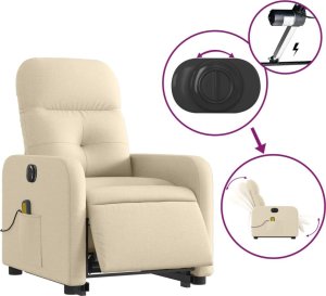 vidaXL Podnoszony fotel masujący, elektryczny, rozkładany, kremowy 5
