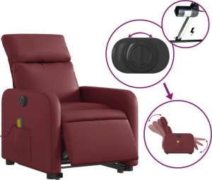 vidaXL Rozkładany fotel pionizujący z masażem, elektryczny, bordowy 5