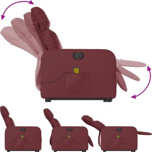 vidaXL Rozkładany fotel pionizujący z masażem, elektryczny, bordowy 6