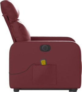 vidaXL Rozkładany fotel pionizujący z masażem, elektryczny, bordowy 9