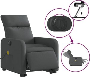 vidaXL Podnoszony fotel masujący, elektryczny, rozkładany, ciemnoszary 6