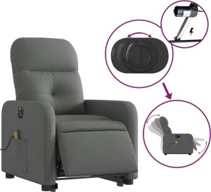 vidaXL Podnoszony fotel masujący, elektryczny, rozkładany, ciemnoszary 5