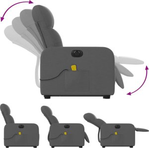 vidaXL Podnoszony fotel masujący, elektryczny, rozkładany, ciemnoszary 6