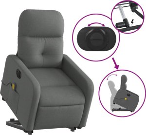 vidaXL Podnoszony fotel masujący, elektryczny, rozkładany, ciemnoszary 10