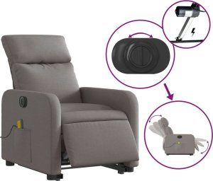 vidaXL Podnoszony fotel masujący, elektryczny, rozkładany, kolor taupe 6