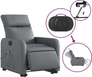 vidaXL Rozkładany fotel pionizujący z masażem, elektryczny, szary 5