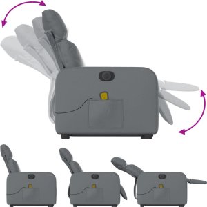 vidaXL Rozkładany fotel pionizujący z masażem, elektryczny, szary 6