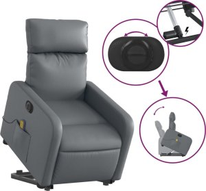 vidaXL Rozkładany fotel pionizujący z masażem, elektryczny, szary 10