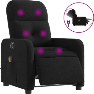 vidaXL Rozkładany fotel masujący, elektryczny, czarny, tkanina 2