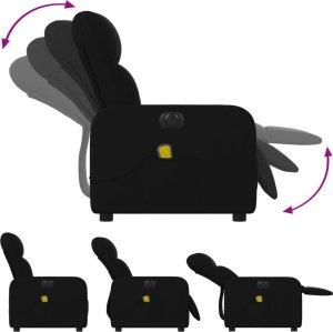 vidaXL Rozkładany fotel masujący, elektryczny, czarny, tkanina 6