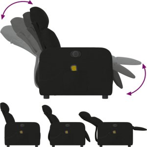 vidaXL Rozkładany fotel masujący, elektryczny, czarny, tkanina 7